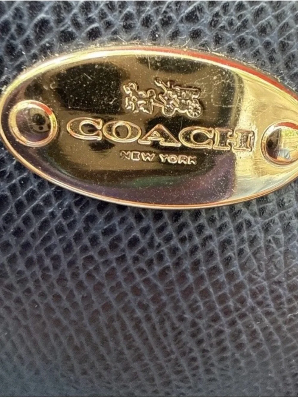 Coach Mini Black Pebbled Leather Dome Satchel with Gold Logo